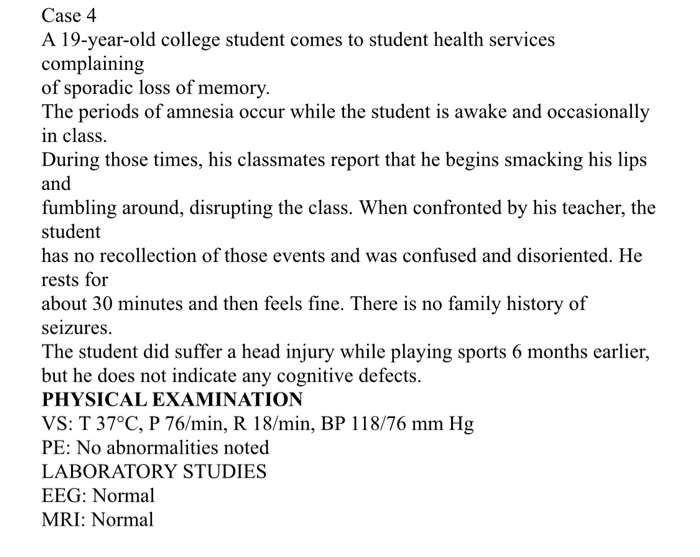 nervous system clinical case study answers