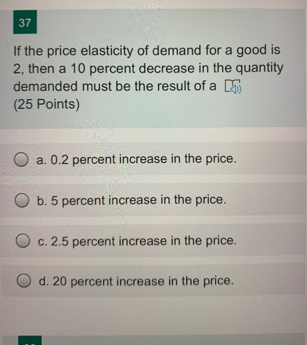 Solved If the price elasticity of demand for a good is 2, | Chegg.com