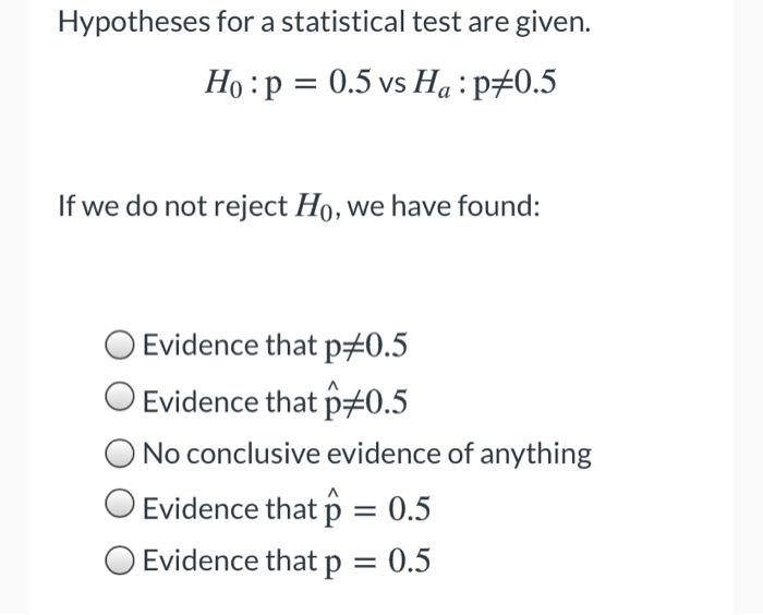 Solved Hypotheses for a statistical test are given. Hop =