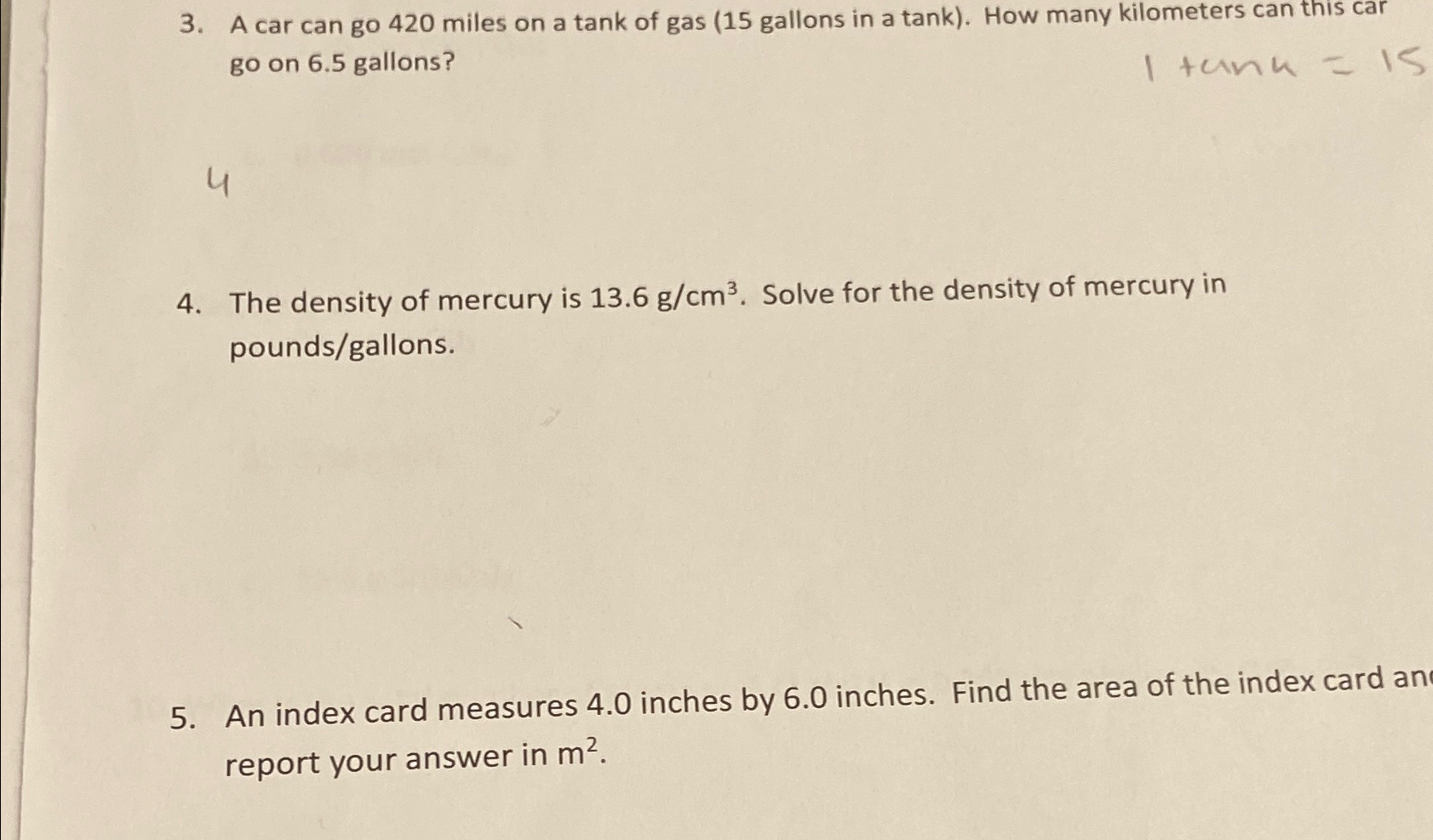 Solved A car can go 420 miles on a tank of gas 15 Chegg