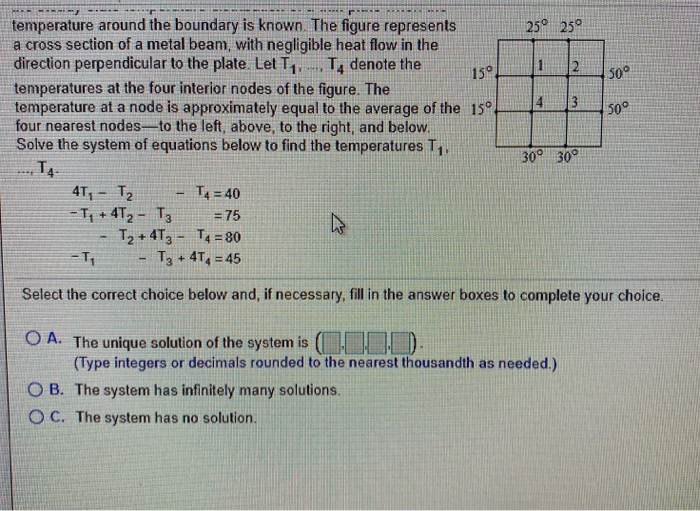 Solved 25° 259 2 50° temperature around the boundary is | Chegg.com