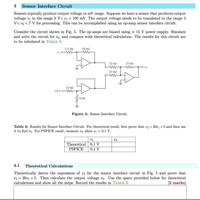 Solved 3 Sensor Interface Circuit Sensors typically produce | Chegg.com