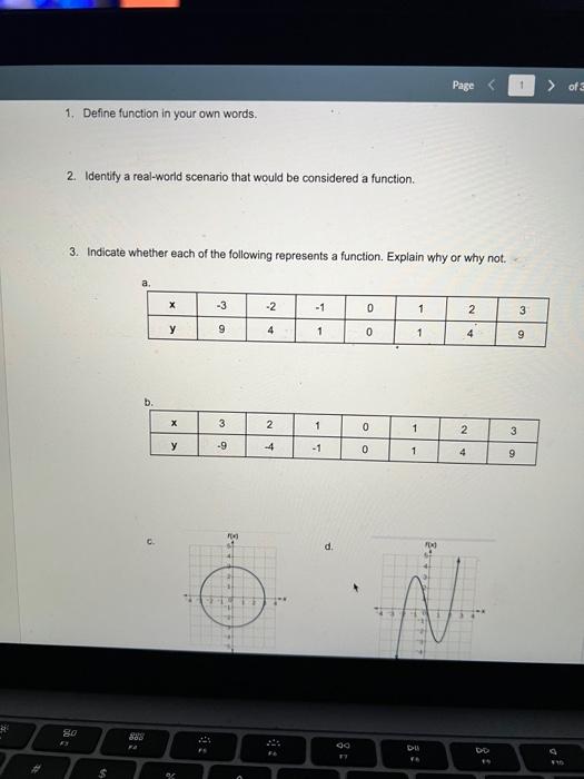 Solved 1. Define function in your own words. 2. Identify a | Chegg.com