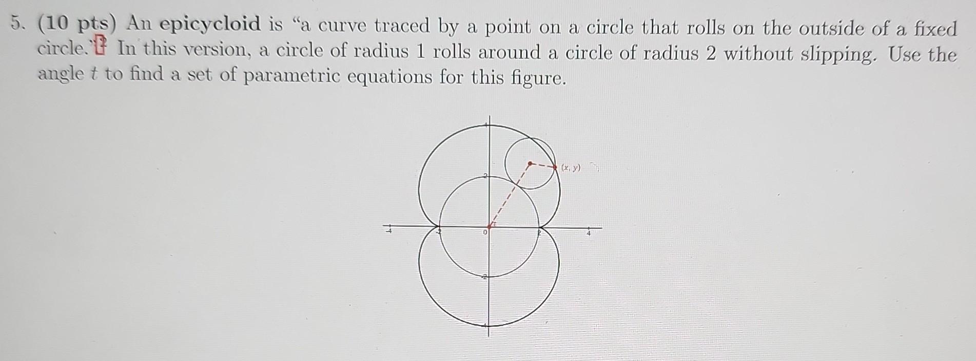 Solved 5 10 Pts An Epicycloid Is A Curve Traced By A 6347