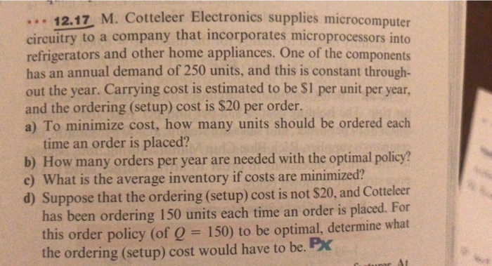 12 17 M Cotteleer Electronics Supplies Chegg 