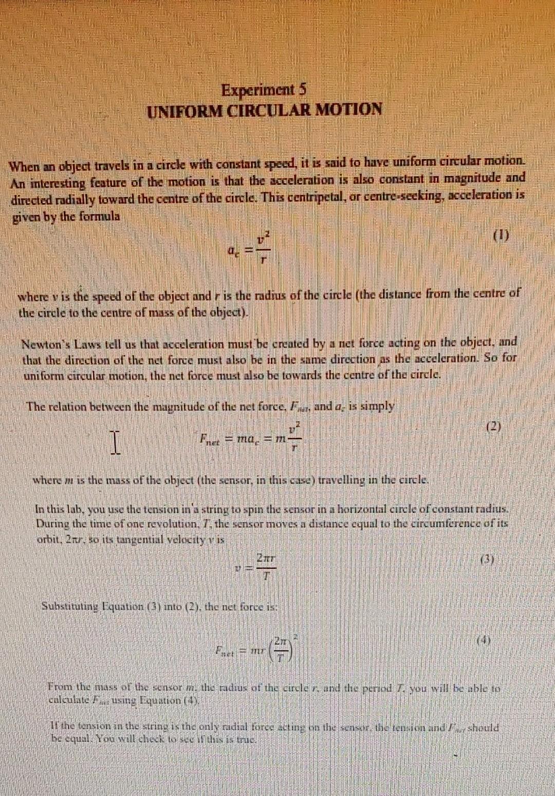 experiment 5 uniform circular motion