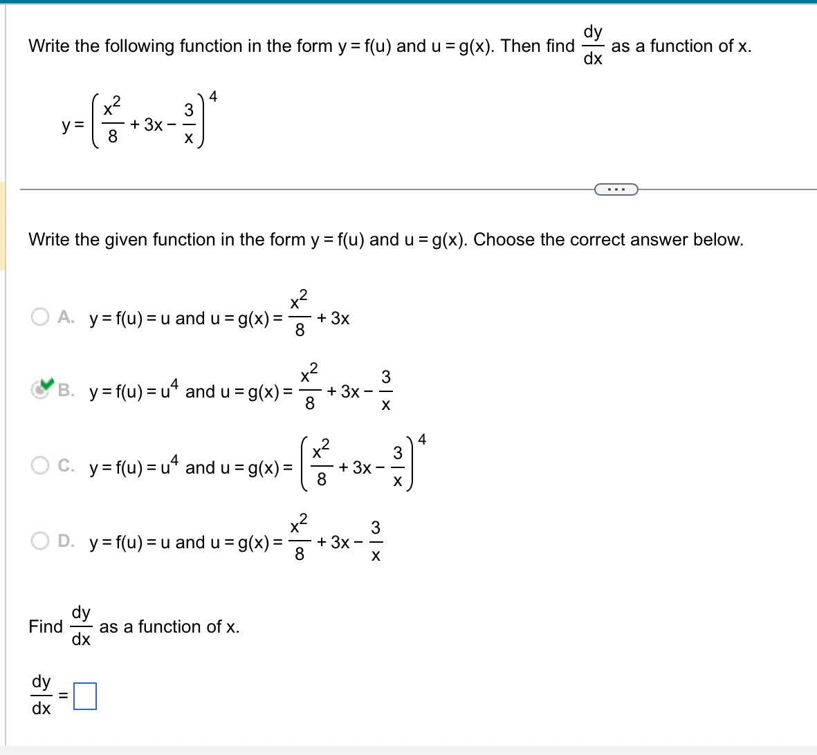 Solved Write the following function in the form y=f(u) ﻿and | Chegg.com