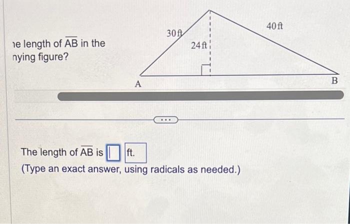 Solved le length of AB in the nying figure? The length of AB | Chegg.com