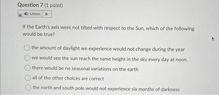 Solved If the Earth's axis were not tilted with respect to | Chegg.com