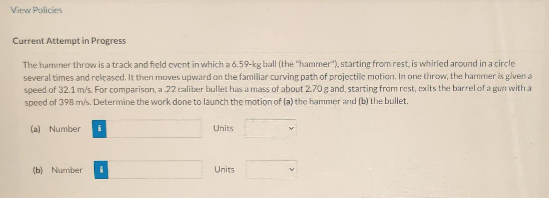 Solved The hammer throw is a track and field event in which