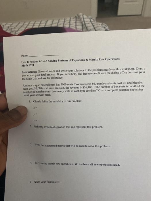 Solving systems of equations using augmented matrices worksheet
