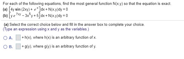 Solved For Each Of The Following Equations Find The Most Chegg Com