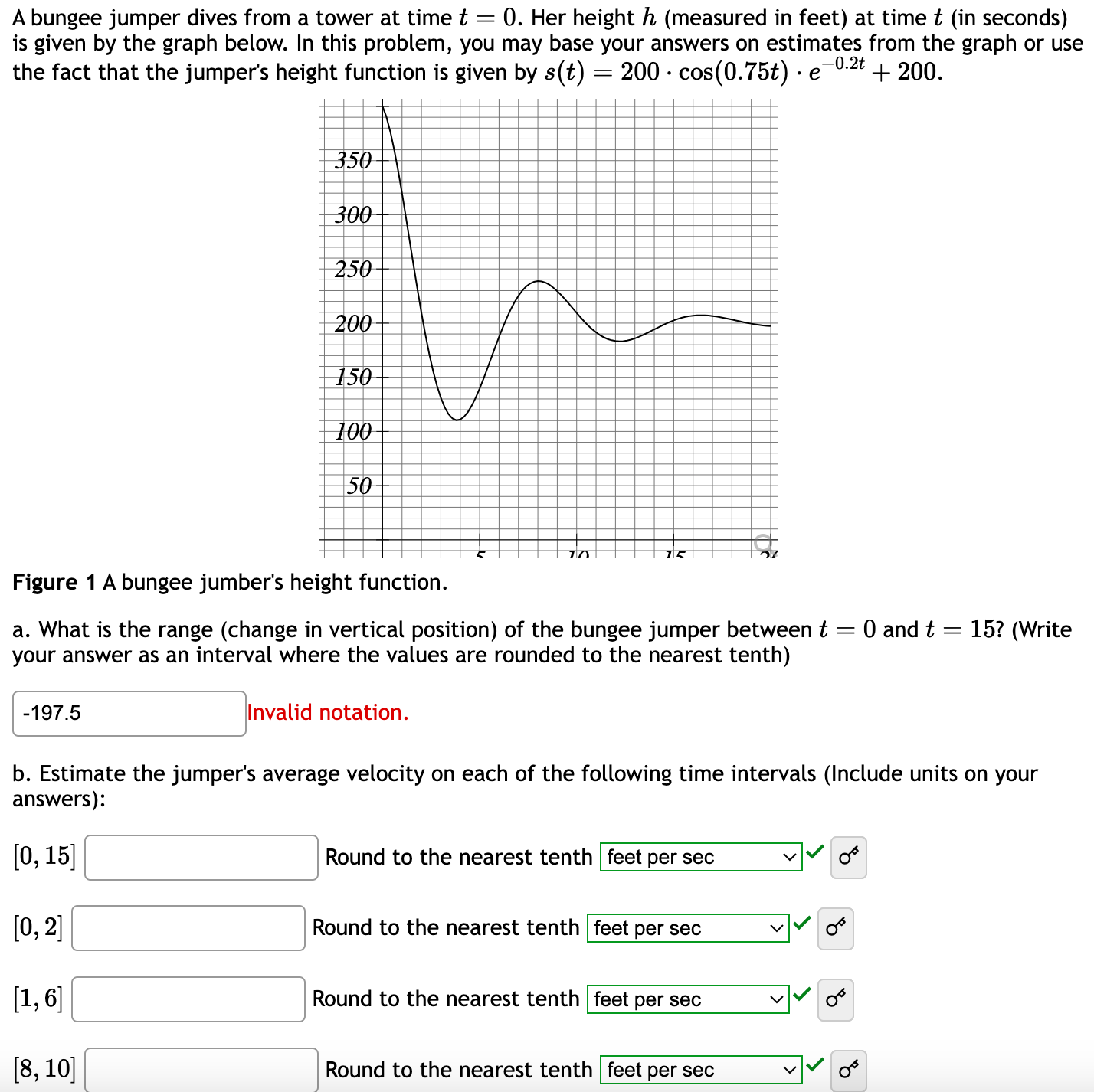 Solved A Bungee Jumper Dives From A Tower At Time T=0. ﻿Her | Chegg.com