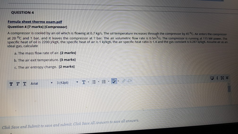 Solved QUESTION 4 Fomula sheet thermo exam.pdf Question 4 [7 | Chegg.com