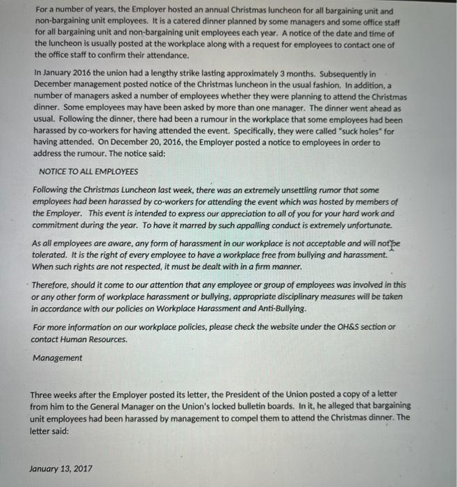 Solved For a number of years, the Employer hosted an annual