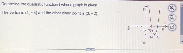 Solved Determine the quadratic function f whose graph is | Chegg.com