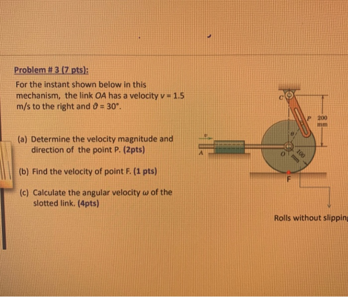 Solved Problem #3 (7 pts); For the instant shown below in | Chegg.com