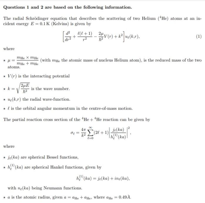 Solved Questions 1 and 2 are based on the following | Chegg.com