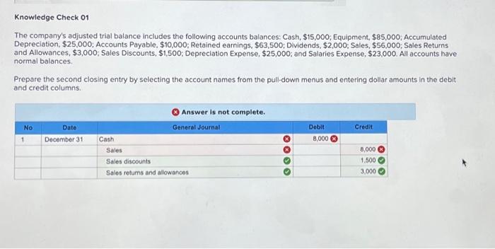 Solved Knowledge Check 01 The Company's Adjusted Trial | Chegg.com