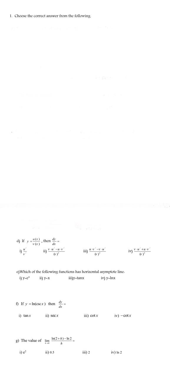 Solved Choose the correct answer from the following.d) ﻿If | Chegg.com