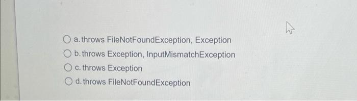 Solved Which throws clause specifies the minimum required | Chegg.com