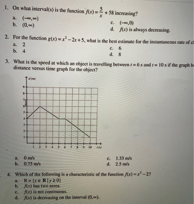 A 1 On What Interval S Is The Function F X 5 Chegg Com