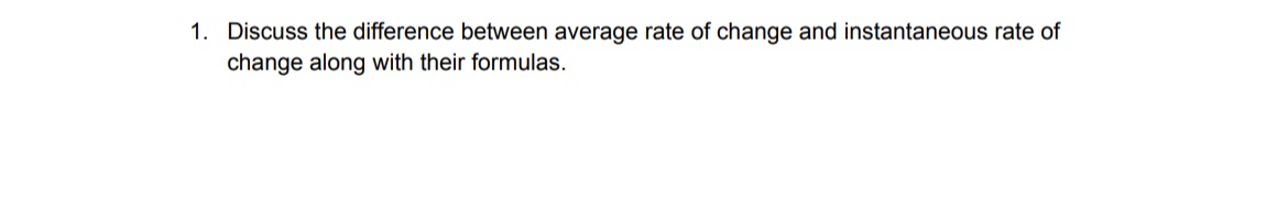 average rate of change vs instantaneous rate of change formulas