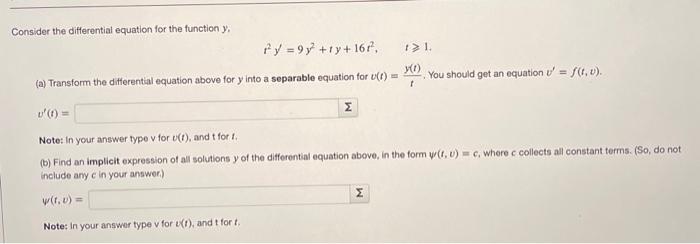 Solved Consider the differential equation for the function | Chegg.com