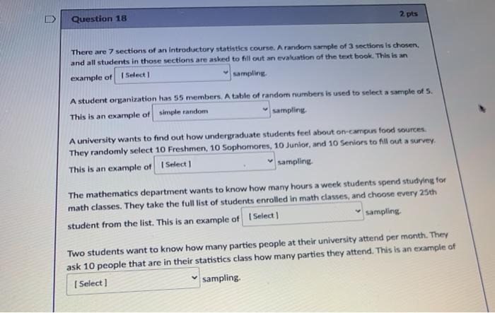 Solved 2 pts Question 38 Last Wednesday, a random sample of | Chegg.com