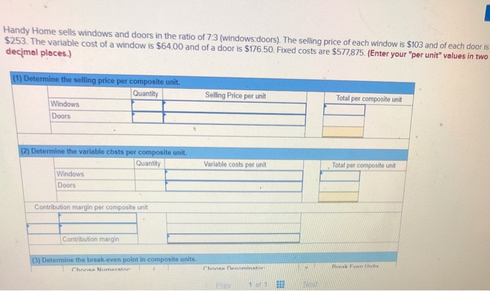 Solved Handy Home Sells Windows And Doors In The Ratio Of