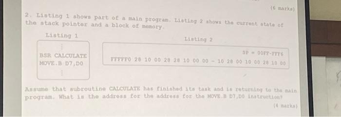Solved 2. Iisting 1 shows part of a main program, tisting 2 | Chegg.com