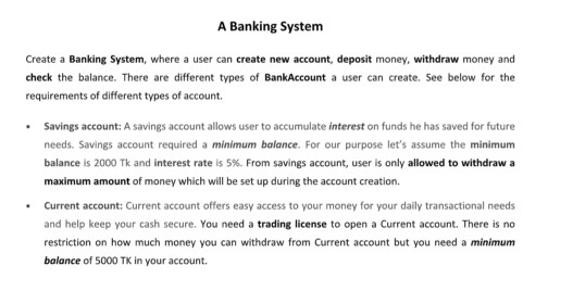 Solved A Banking System Create a Banking System, where a | Chegg.com