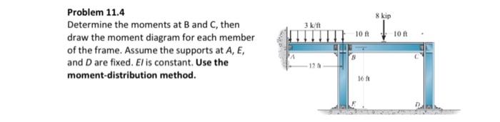 Solved Problem 11.4 Determine the moments at B and C, then | Chegg.com