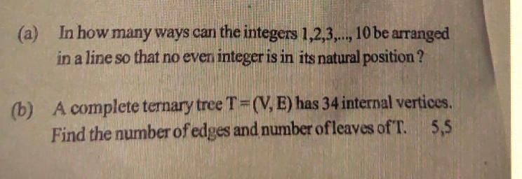 Solved (a) In how many ways can the integers 1,2,3,... , 10 | Chegg.com