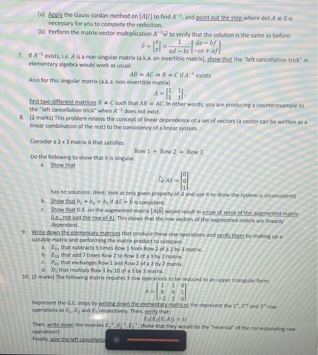 Solved 1. For matrices A,B, and C where the following | Chegg.com