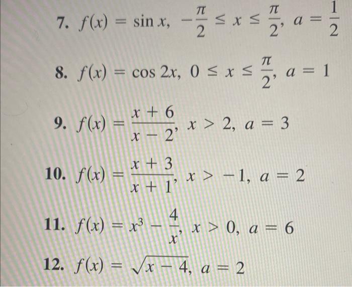 Solved 7 Fxsinx−2π≤x≤2πa21 8 Fxcos2x0≤x≤2πa1 7081