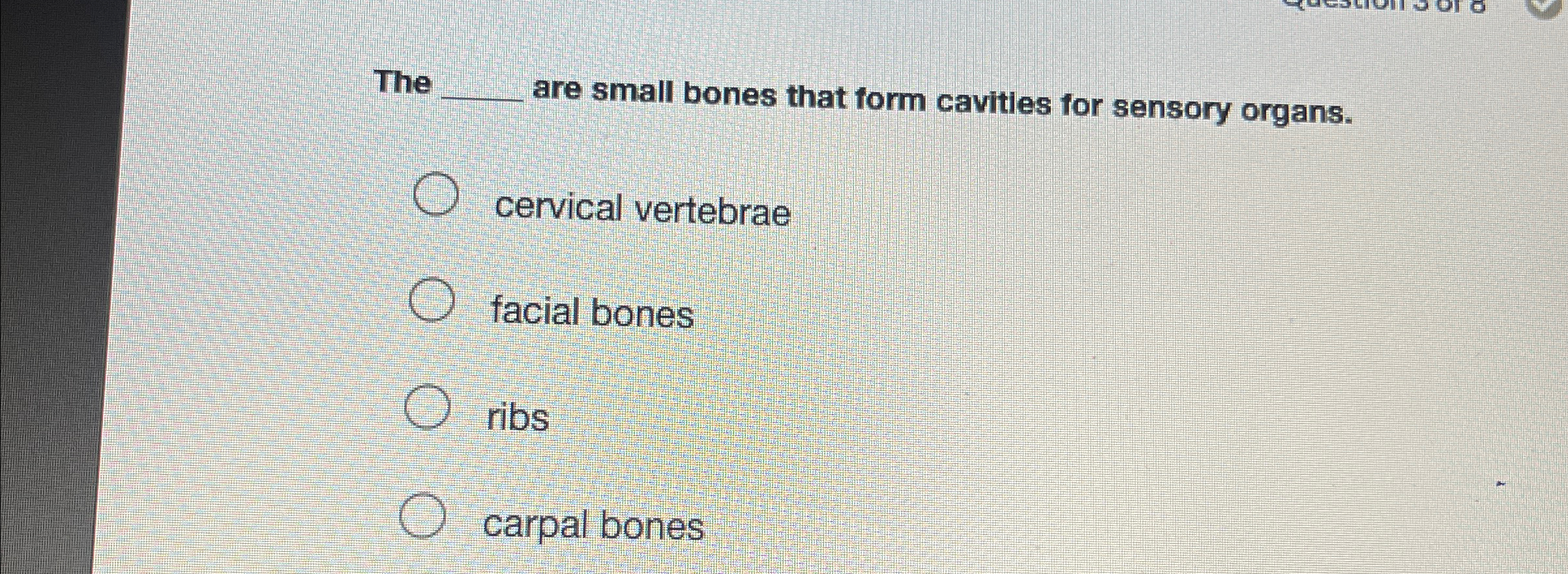 Solved The q, ﻿are small bones that form cavities for | Chegg.com