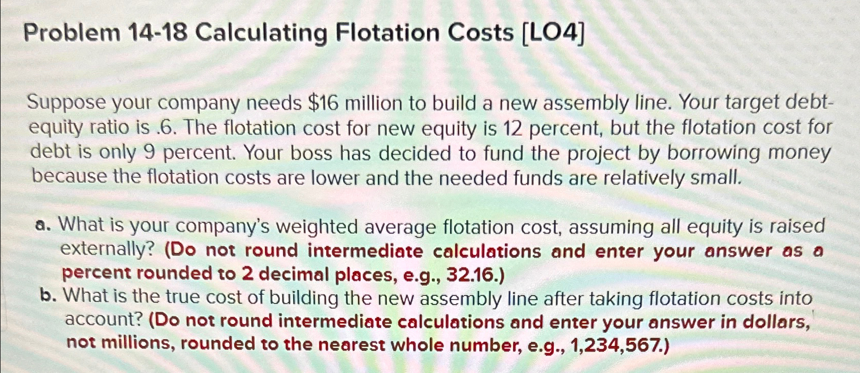 Solved Problem 1418 ﻿Calculating Flotation Costs