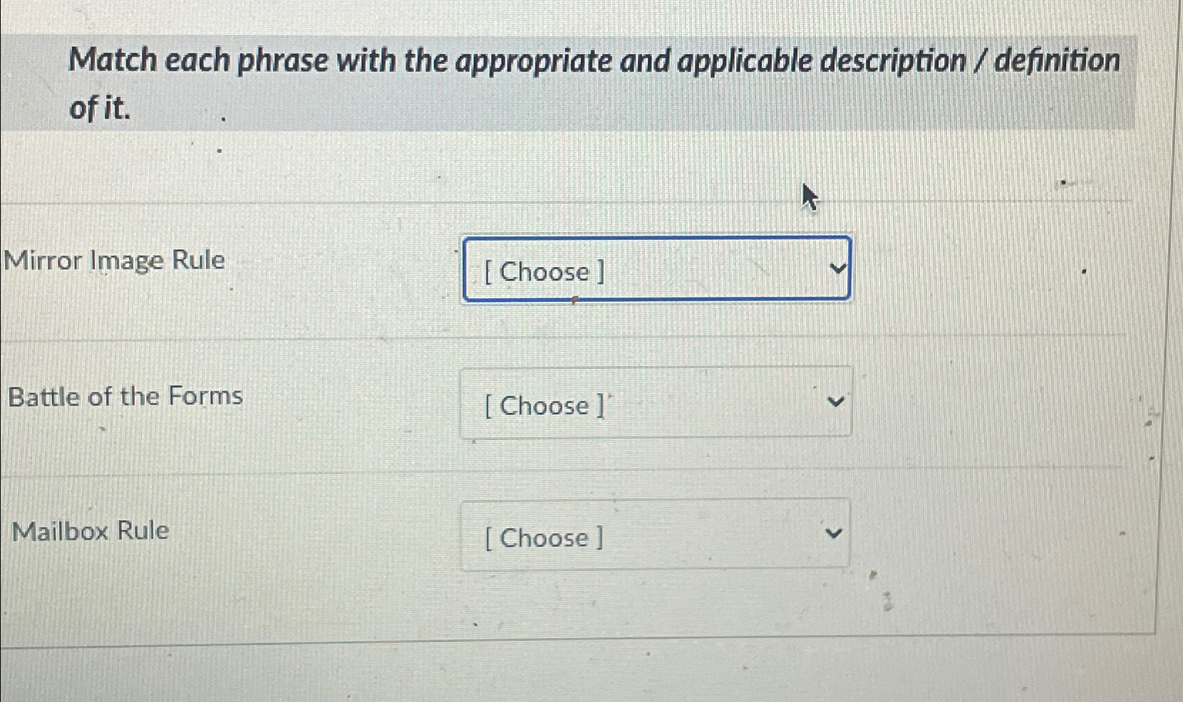 Solved Match Each Phrase With The Appropriate And Applicable | Chegg.com