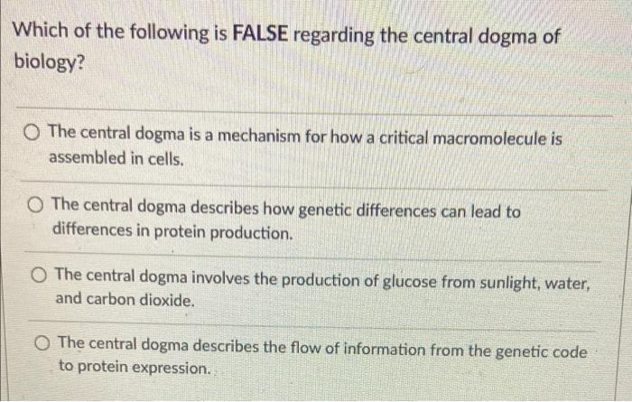 Solved Which of the following is FALSE regarding the central | Chegg.com