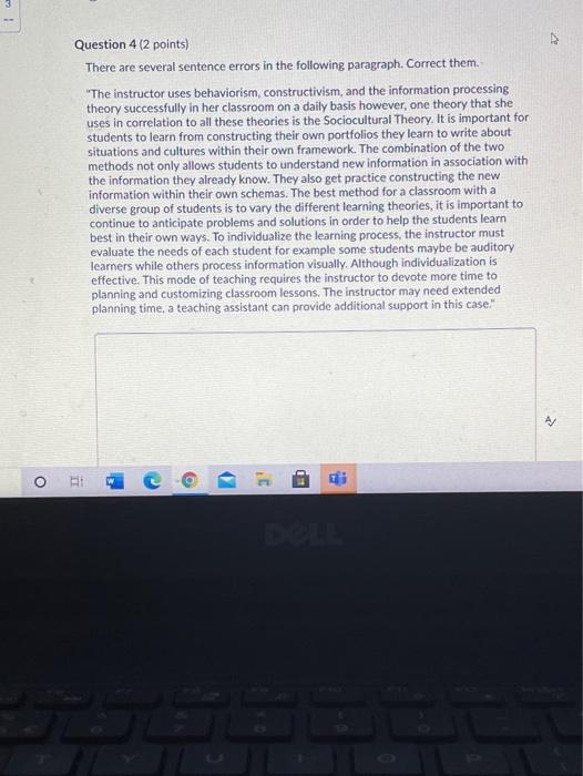 Solved Question 4 (2 points) There are several sentence | Chegg.com