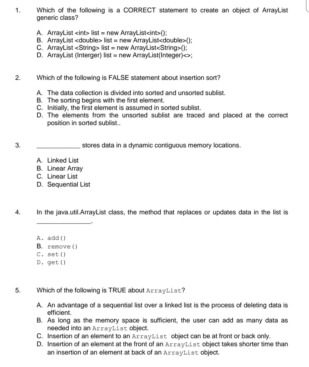 Solved 1. Which of the following is a CORRECT statement to | Chegg.com