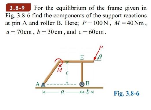 Solved 3.8-9 For the equilibrium of the frame given in Fig. | Chegg.com