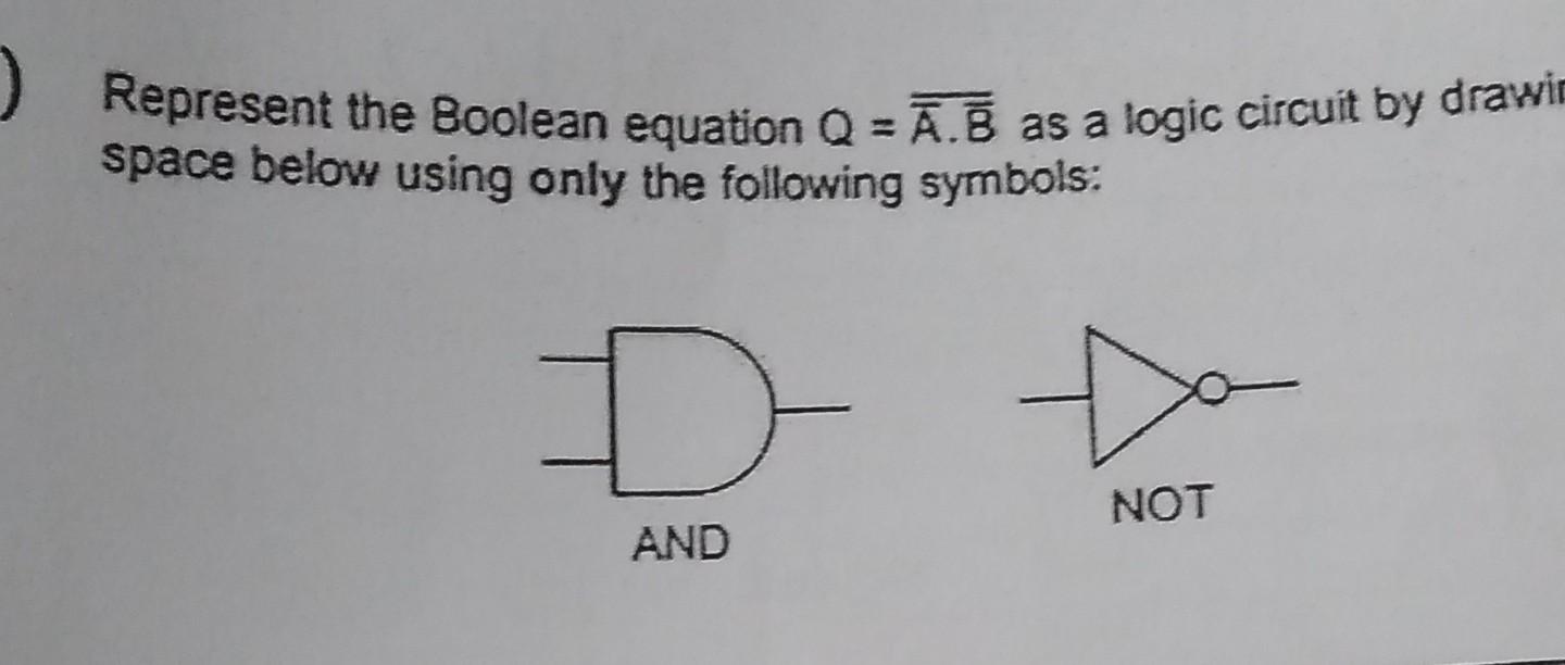 Solved 2 (a) Represent The Boolean Equation Q-A.B As A Logic | Chegg.com