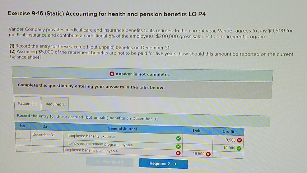 Solved Exercise 916 (Static) Accounting for health and