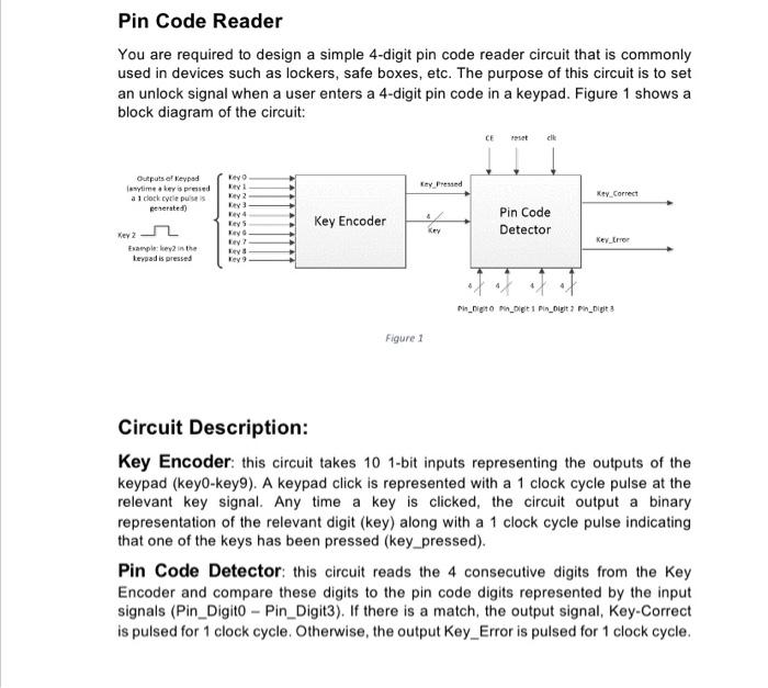 Pin Code Reader You are required to design a simple | Chegg.com