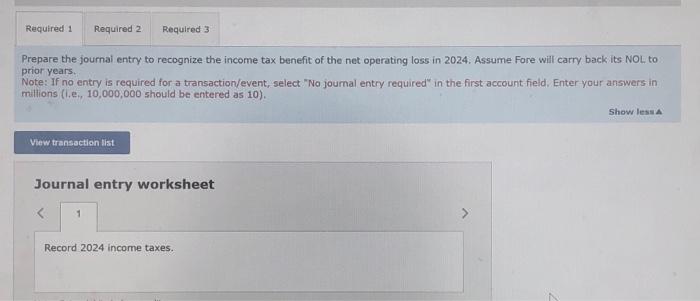 Solved Fore Farms Reported A Pretax Operating Loss Of 176 Chegg Com   Image