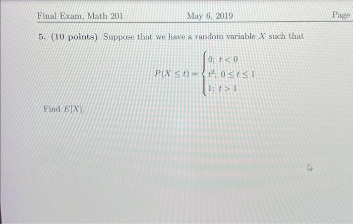 5. (10 points) Suppose that we have a random variable | Chegg.com