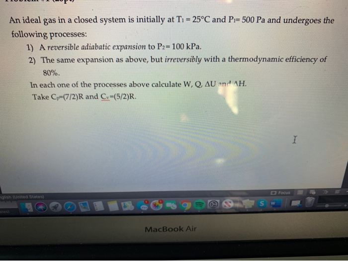 Solved LUULUULUPO An ideal gas in a closed system is | Chegg.com