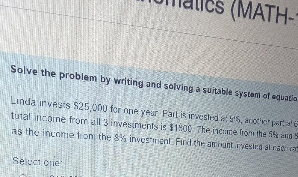 Solved (MATH Solve the problem by writing and solving a | Chegg.com